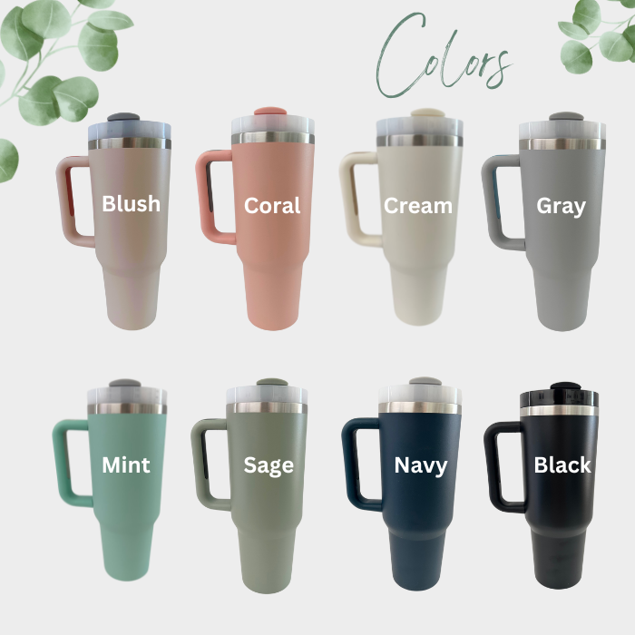 Personalized Birth Flower 40oz Tumbler with Handle