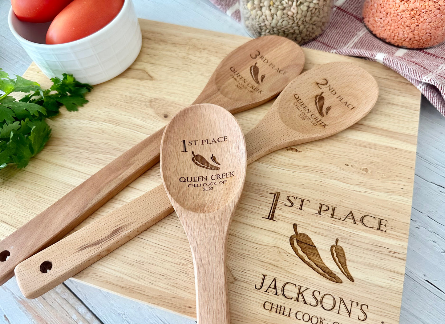 Personalized Chili Cook Off Spoon and Board