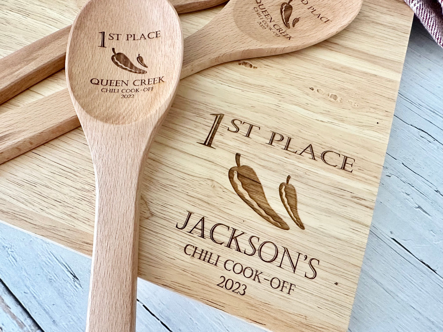 Personalized Chili Cook Off Spoon and Board
