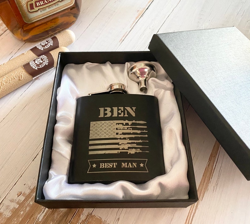 Personalized American Flag Flask