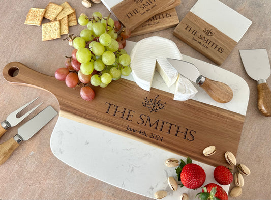 Personalized Marble Charcuterie Board with Handle