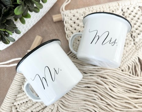 Personalized Mr + Mrs Mugs