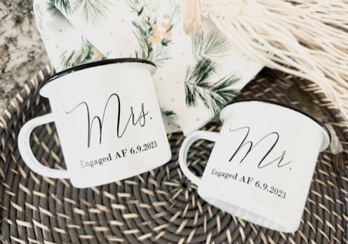 Personalized Mr + Mrs Mugs