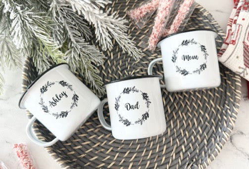 Personalized Christmas Wreath Mug
