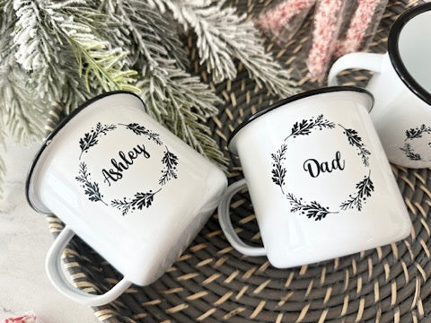 Personalized Christmas Wreath Mug