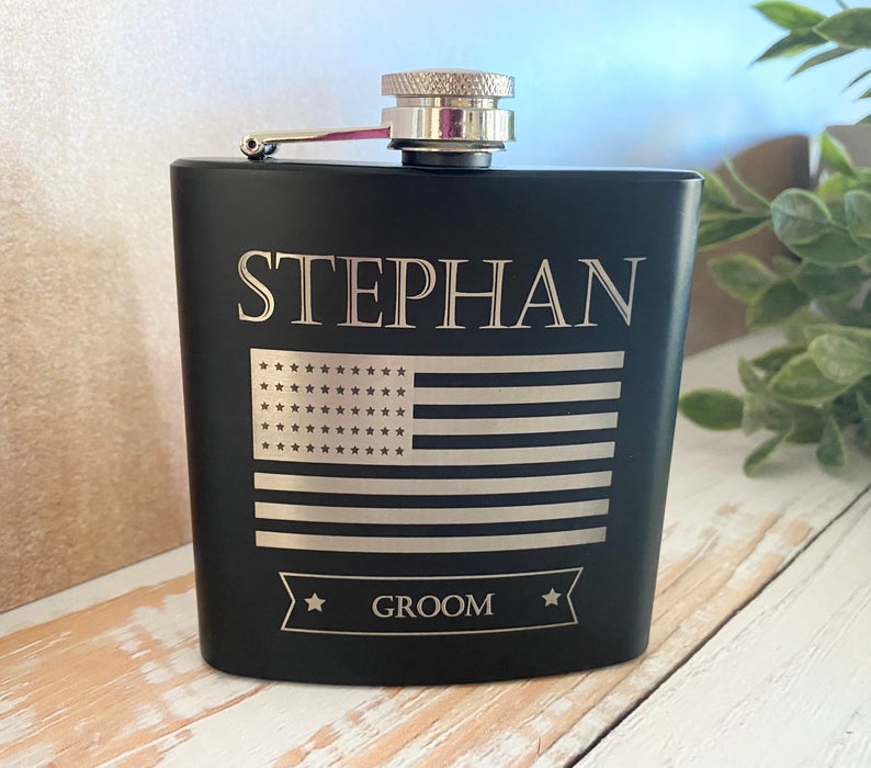 Personalized American Flag Flask