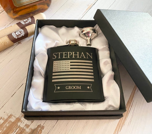 Personalized American Flag Flask