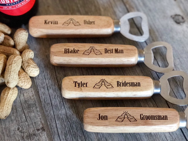 Groomsman Personalized Bottle Openers (5 Openers)