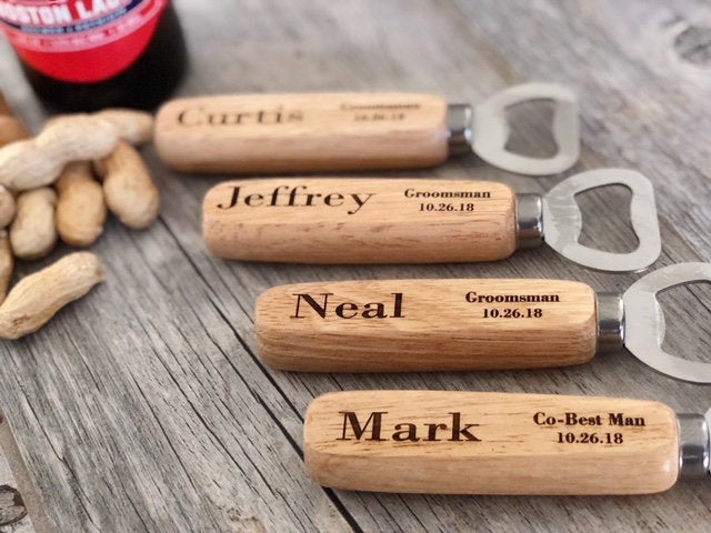 Groomsman Personalized Bottle Openers (5 Openers)