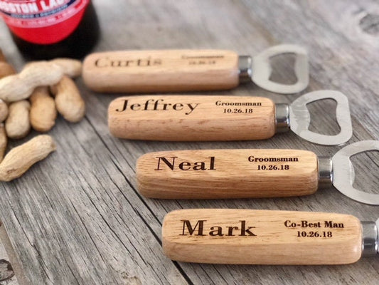 Groomsman Personalized Bottle Openers (5 Openers)