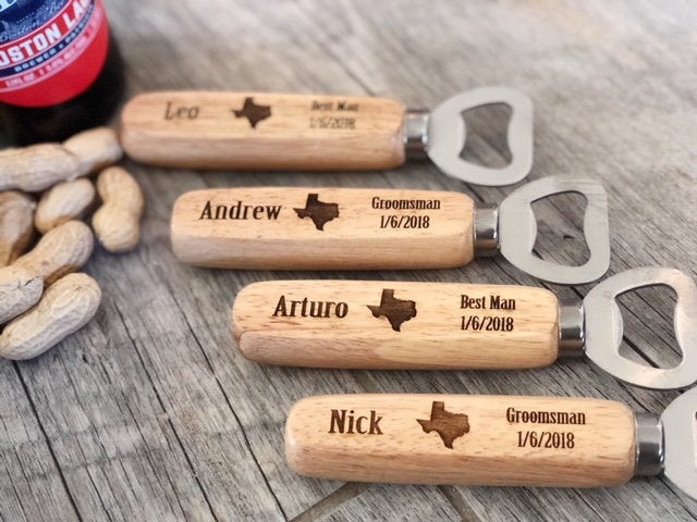 Groomsman Personalized Bottle Openers (5 Openers)